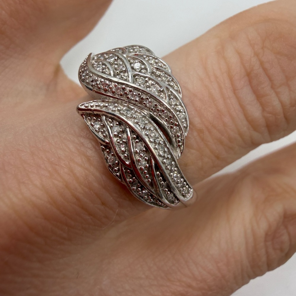Sterling ring feather wing  wide size 10